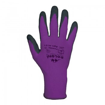 Перчатки трикотаж фиолетовые с латекс. покр. неполный облив 10 размер 